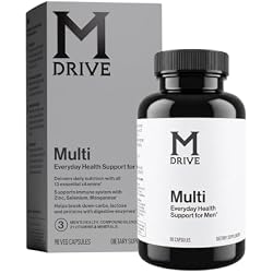 Mdrive Multivitamin for Men, Daily Multivitamin - Immune Health Support from Zinc, Selenium, Manganese & Vitamin D, Enzymes for Digestive Support, CoQ10 for Energy and Vitamin K2, 90 Capsules