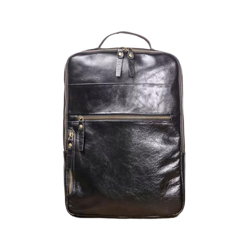 Lejdi Travel Bags Computers Bags Backpacks Genuine Leather Laptop Bags Casual Daypack Luggage Bags Briefcases(Black)