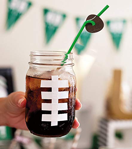 Game Day Football Party Banners - Felt Pennant Bunting, Green Hanging Garland For Sports Themed Birthday Decorations Pub Wall Table Décor, Gifts 50 Colorful Drinking Straws With 24 Toppers #TOP5