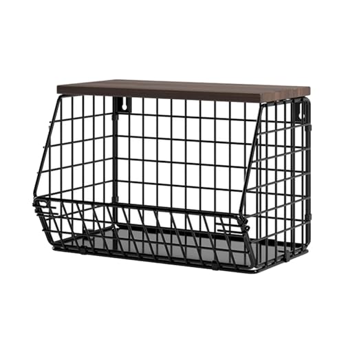Cesta de frutas para encimera de cocina, soporte de frutas con marco de metal, huertos decorativos y cesta vegetal para almacenamiento en la encimera, montaje de paredes para cuc