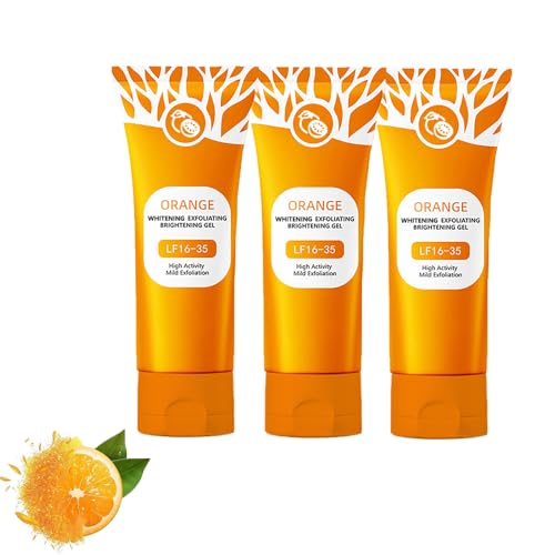 Exfoliante facial de color naranja natural, 50 g, gel exfoliante brillante, limpia suavemente y mejora la condición de la piel (3 unidades)