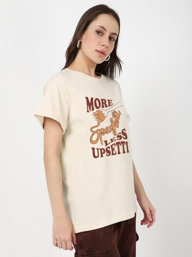 Image of Bewakoof Women's My Badass Graphic Printed 100% Cotton T-Shirt - Boyfriend Fit, Round Neck, Half Sleeve
