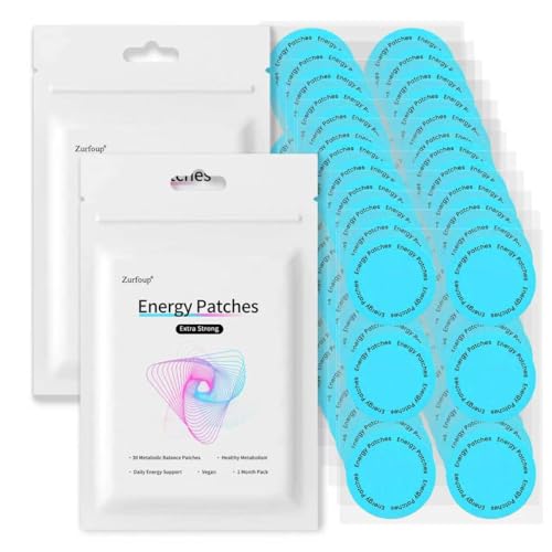 Energy Patches Extra Strong 30 Pack Caffeine & Red Ginseng Transdermal Energy Boost Patches Natural Ingredients Vegan Energy Stickers for Focus Stamina & All-Day Alertness 1 Month Supply (60PCS)