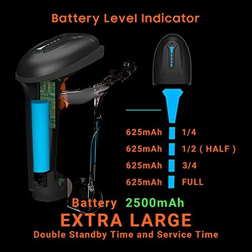Tera Pro Barcode Scanner Bluetooth 2.4G Wireless, 2500 Pixel CCD USB Wired Handheld 1D Bar Code Scanner, for Screen Digital Phone Barcodes with Vibration, 2500mAh, T5100C
