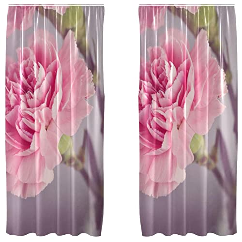 Cortinas opacas Carnation Bossom Bloom con bloqueo de luz de 55 x 84 pulgadas 2