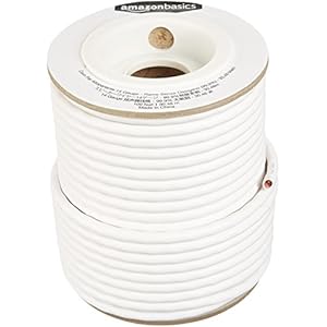Amazon Basics 14-Gauge Audio Speaker Wire Cable – 99.9% Oxygen-Free Copper, 100 Feet, , White