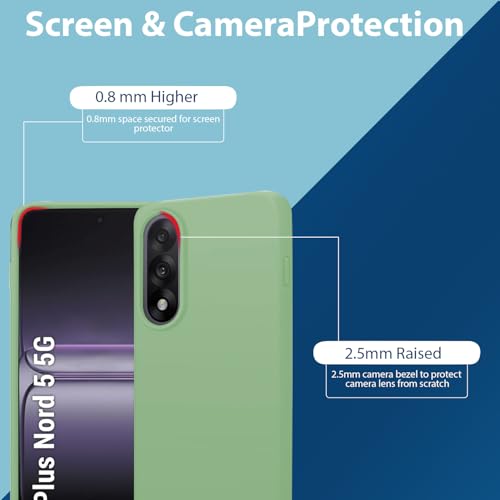 Image of LIRAMARK Liquid Silicone Soft Back Cover Case for OnePlus Nord 5 5G| Soft Micro-Fibre Lining Inside | Camera Protection Bump (Green)