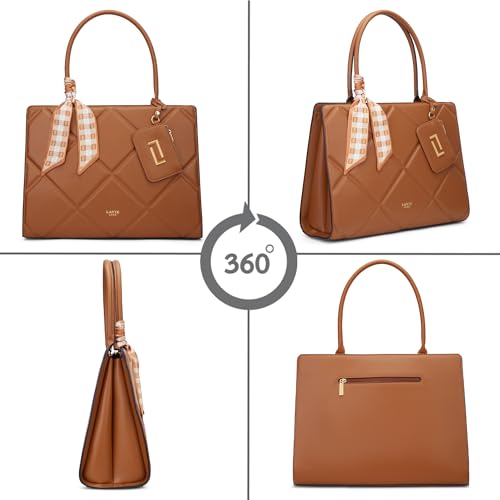 Image of Lavie Luxe Women's Quare26 Extra Large Laptop Satchel Bag | Upto 14 Inch | Satchel Handbag for Work | Ladies Purse | Stylish Shoulder Bag | Gift for Women