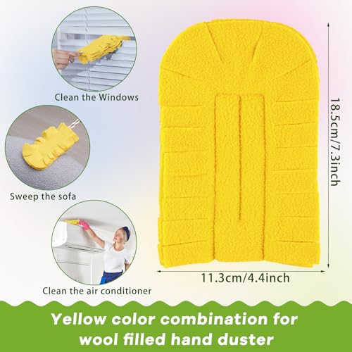 Image of Zubebe 6 Pcs Reusable Duster Refills Fleece,Yellow | Soft Polyester Fiber Flat Duster Refill Multi Surface Washable Cleaning Pad Tools for Home, Blinds, Car, Pet, Furniture, Fans