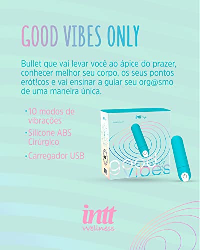 Bullet Good Vibes Only Intt Toys Capsula Vibratória 10 Intensidades Azul Tiffany Recarregável