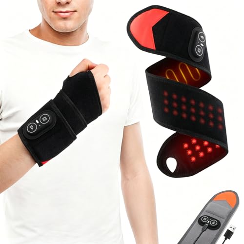 Genérico Correas para muñeca Neroval TriThera, muñequera térmica TriThera para el túnel carpiano, masajeador de muñecas recargable con 3 niveles de calor, para la oficina, el hogar (Negro)