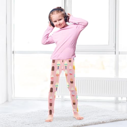 Retro Colorful Ice Cream Girls Casual Leggings for Kids Printed Long Pant Bottoms Stretch and Soft4
