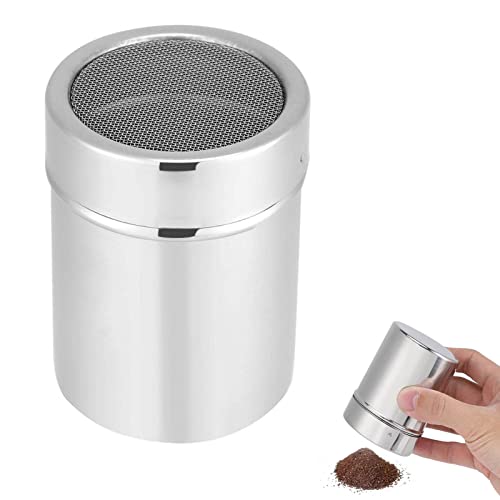 Stainless Steel Powder Shaker, Sugar Dispenser with 16Pcs Stencils for Baking Cooking(Duster)
