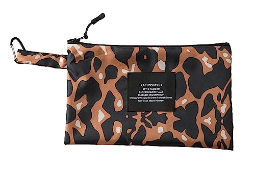 Freesmily Damen Regen Poncho stilvolle wasserdichte Regenmantel mit Kapuze Reißverschluss (Leopardenmuster)