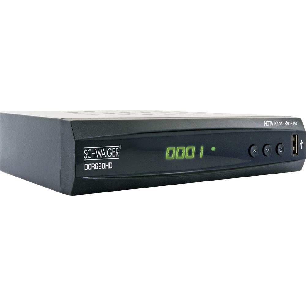SCHWAIGER DCR620HD HD-Kabel-Receiver Front-USB, Ethernet-Anschluss, Aufnahmefunktion, LAN-fähig Anzahl Tuner: 1, Schwarz
