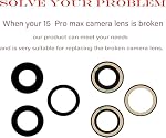 3pcs/Set Retour caméra verre de remplacement pour iPhone 15 Pro Max 6.7inch Remplacement de l'objectif de la caméra avec l'adhésif pré-isolé + Kit d'outils de réparation, anti-dérapant & imperméable