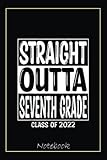 Straight Outta Seventh Grade Funny Graduate 2022 7th Grade Notebook: Graduation Gift Diary For Notes, Congratulations, Graduate Journal, Gold Graduate ... Journal, 6x9 college ruled notebook