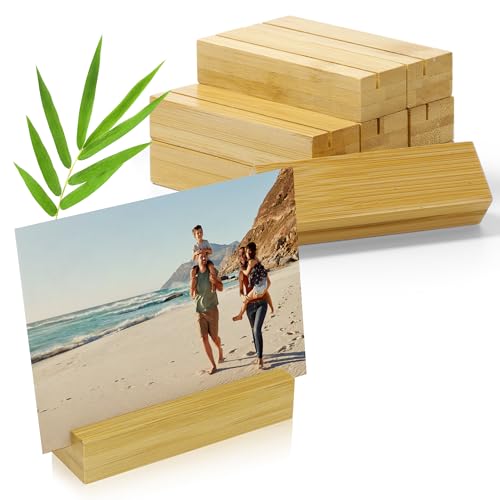 ECENCE 10 Piezas Soporte para Tarjetas de Madera, Para números de mesa, Postales, Soporte para Terjetas menús para Bodas, Celebracións, Restaurantes