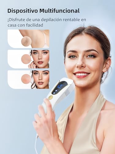 Depiladora Laser IPL con Función de Refrigeración, 19.35 J Depiladora Luz Pulsada con 9 Nivel de Energía, 2 Modos, 999.900 Luz Pulsada para Mujer y Hombre, Piernas, Bikini, Axilas, Cara, Cuerpo