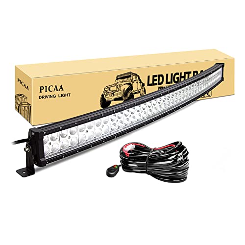 Barra LED curva 42 pulgadas PICAA 240W 12V con cable para coche 4x4