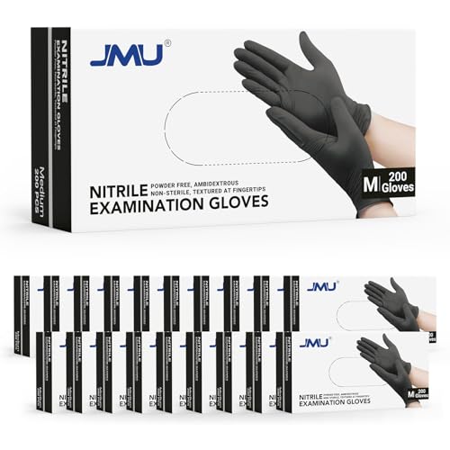 Image of JMU 4000 Black Nitrile Gloves Medium Bulk, 3.5Mil Disposable Gloves | Latex-Free Powder-Free, for Medical, Food Prep, Cleaning