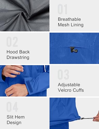 Image of Little Donkey Andy Men's Waterproof Rain Jacket Outdoor Lightweight Rain Shell Coat for Hiking,Golf,Travel