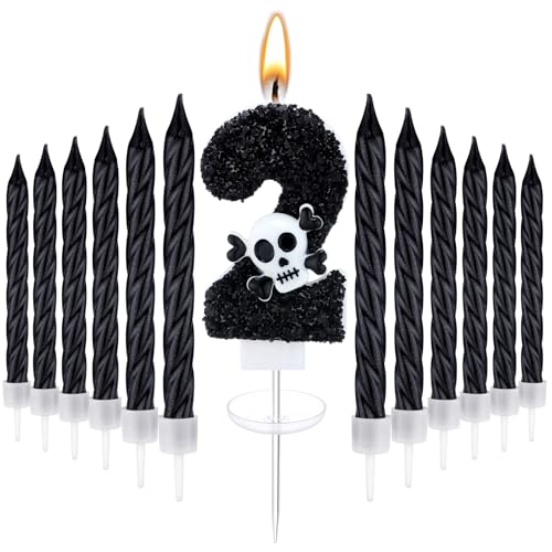 Conelist Bad Two The Bone Birthday Candle Cake Decorations, Number 2 Skeleton Skull Candles, Rock...