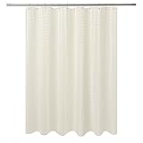 Barossa Design Fabric Shower Curtain Cream - Hotel Grade, Water Repellent and Mildew Resistant, Washable - 71 x 72 inches - Brick Dobby Pattern for Bathroom