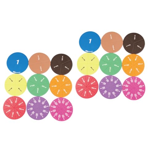 Veemoon 2 Juegos Círculos de Fracciones EVA Coloridos Material Manipulativo para Educación Escolar para Enseñanza de Matemáticas Visual y Práctica