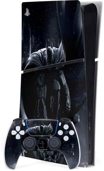 Skinit Decal Gaming Skin Compatible with PS5 Slim Digital Edition Bundle - Officially Licensed DC Comics Arkham Origins Batman in Action Pose Design