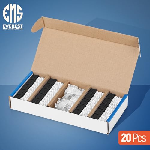 Image of Everest 90 Degree RJ45 Cat6 Keystone Jacks Slim Profile 20-Pack Black