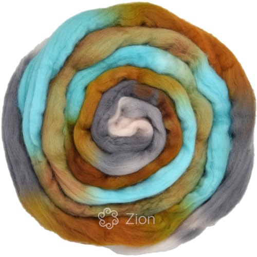 Image of Double DIP - Colorful Artisan Wool Roving for Spinning and Felting. Skillfully Hand Dyed in USA. Colors Inspired by the Beauty of Natural Landscapes, Falkland Wool Zion