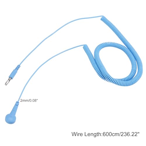 Image of MECCANIXITY ESD Grounding Cable Cord 600cm /236 Inch Long,Anti-Static Ground Wire Cable Lantern Tip + Buckle for Eliminate Conductor Electrostatic,Pack of 1(Blue)