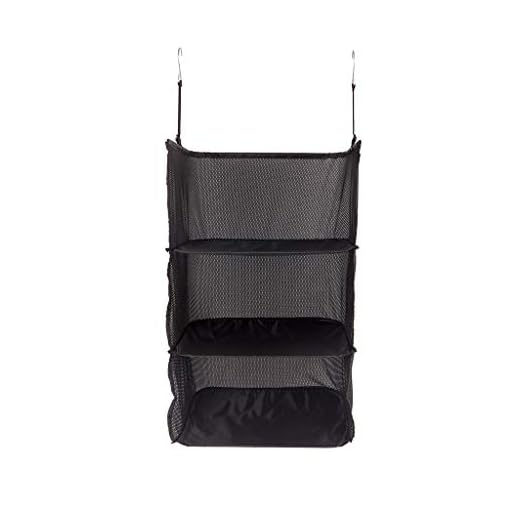 Balvi Estantería Plegable de Viaje Tidy Color Negro 3 Niveles Ideal para Maleta de Mano Poliéster 75x