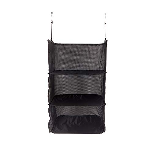 Balvi Étagères Pliables de Voyage étagere Tidy Couleur Noir 3 Niveaux Idéal pour Bagage à Main Polyes