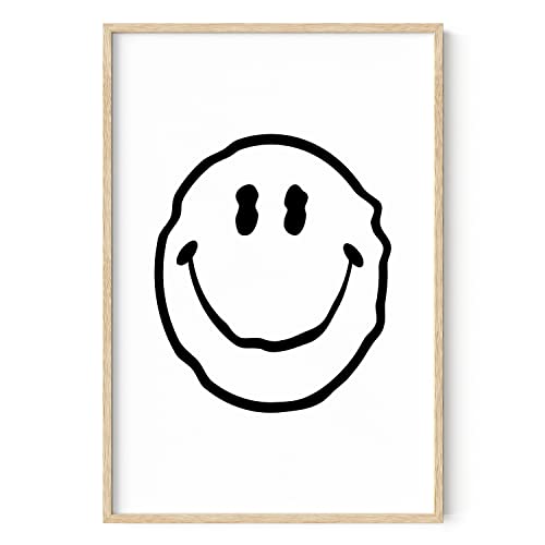 HAUS AND HUES Trippy Wall Art – Black and White Trippy Poster for Stoners, Psychedelic Artwork for Bedroom Decor (Beige Frame, 24x36)