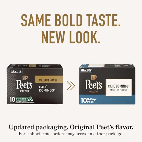 Image of Peet's Coffee, Medium Roast Keurig K-Cup Pods, 100% Arabica Coffee - Cafe Domingo 10 Count (1 Box of 10 Pods)