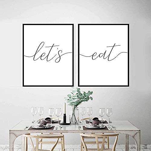 Let's Eat Sign Canvcas Wall Art Kitchen Paintings For Wall Decor Let's Eat Sign Posters Kitchen Canvas Art Let's Eat Canvas Poster Wall Art Decor Print Picture Paintings For Dining Room Decor Unframed #TOP2
