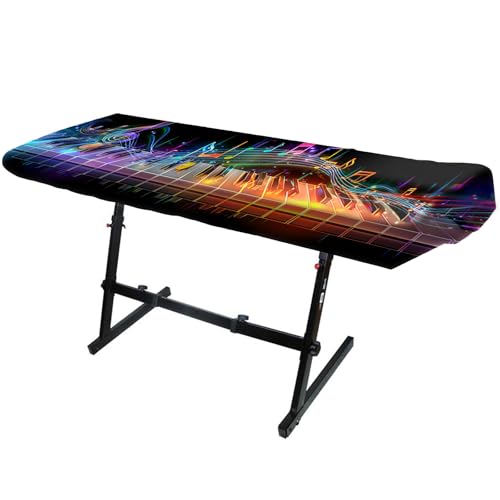Image of Nuxovilar Stretchy 88 Keys Keyboard Piano Dust Cover, Dust | Proof Elastic Milk Silk with Colorful Sound Wave Visuals for Digital Pianos