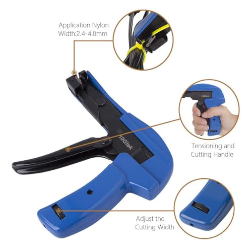 10GTEK Cable Tie Gun - Fastening and Cutting Tool with Handle Special for Nylon Cable Tie Fasten and Cut Cables in Blue - Thumbnail 6