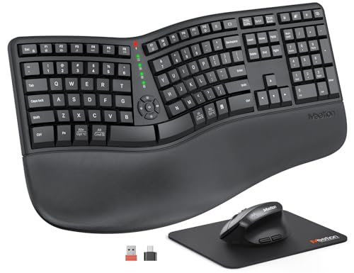 MEETION Ergonomic Keyboard and Mouse, Wireless Keyboard with Vertical Mouse, Split Curved Keyboard...