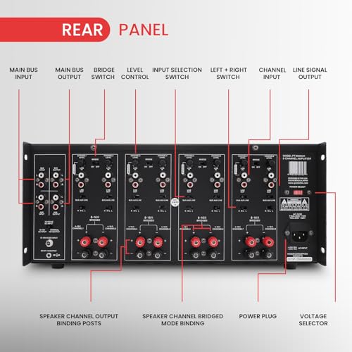 Pyle PT8000CH 4 Multi-Zone Stereo Amplifier - 19 Inch Rack Mount, Powerful 8000 Watts With Speaker Selector Volume Control & Led Audio Level Display thumb #5