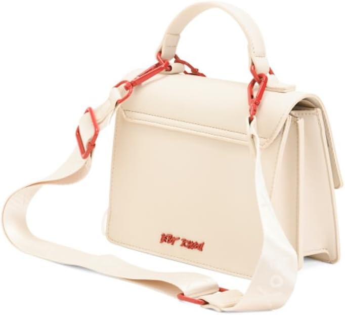 Betsey Johnson Crossbody Bag with Attached Charm, Dual Compartment, Adjustable Strap, 8x6 Inch