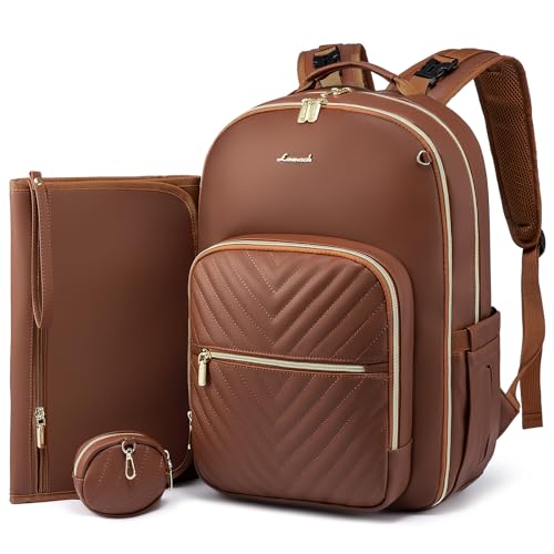 LOVEVOOK Leather Diaper Bag Backpack with Changing Pad
