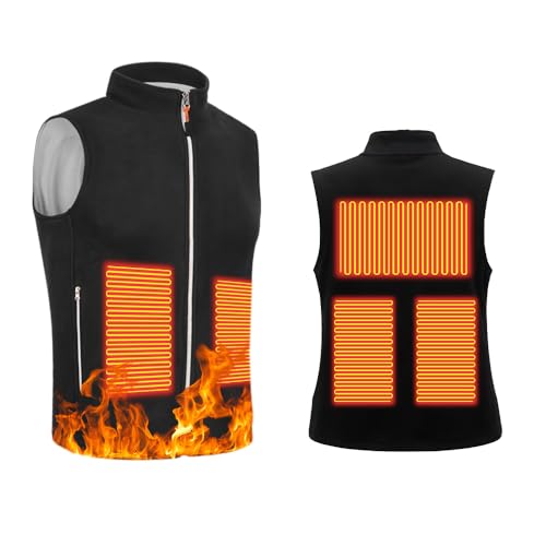 Uppvärmbar väst, uppvärmd väst, värmeväst för män kvinnor, värmejacka 5-värmezon, uppvärmd jacka 3-temperaturnivå lätt värmeväst för utomhus vintersport (utan batteri), 3XL, L tall
