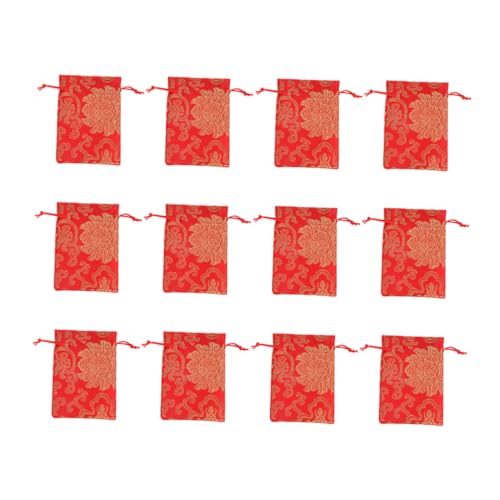 Anneome 12個 刺繍入り巾着袋 結婚式やパーティーに ジュエリーやキャンディー収納用 開閉簡単ドローストリング付き コンパクトで多用途な