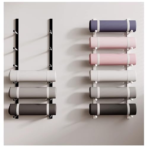 Supporto da parete per tappetino da yoga, grande capacità, multistrato, per casa e studio, organizer salvaspazio da appendere per tappetini da yoga, asciugamani e accessori, ideale per palestre e