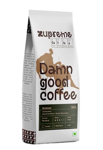 Image of Zupreme Premium Coffee Intenso 100% Robusta, Dark Roast Coffee Beans, Bold High Caffeine Full Bodied, 1 KG, Whole Bean