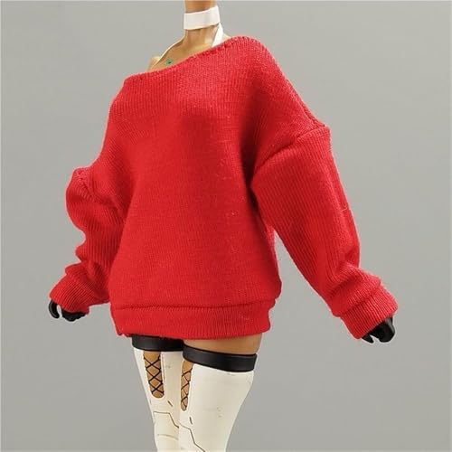 Poupée vêtements tricot 1/12 sweat-shirt rouge style urbain pour diorama figurine 6"