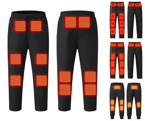 Heated Pants for Men Women Winter Warm Fleece Pants USB Heating Trousers Sherpa Lined Track Sweatpants for Snow